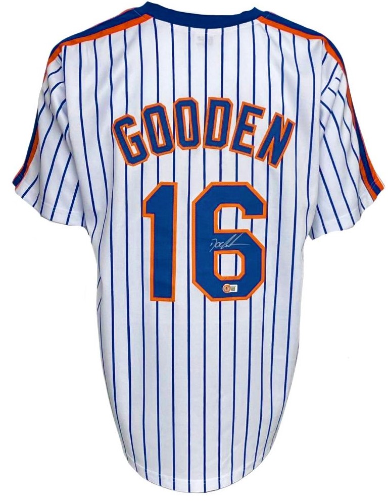 New York Mets Dwight Doc Gooden Autographed Pro Style Pinstripe Jersey  BAS Authenticated