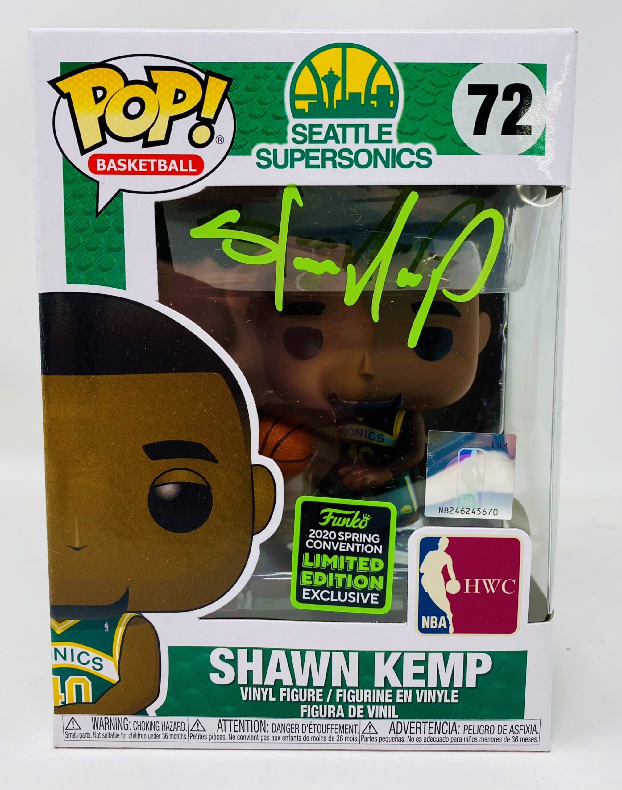  SuperSonics Shawn Kemp Autographed Green Jersey JSA