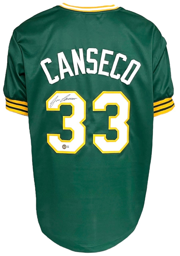 Oakland A's Jose Canseco Autographed Pro Style Green Jersey BAS  Authenticated