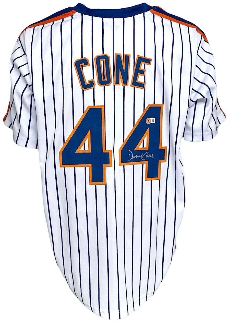 New York Mets David Cone Autographed Pro Style Pinstripe Jersey BAS  Authenticated