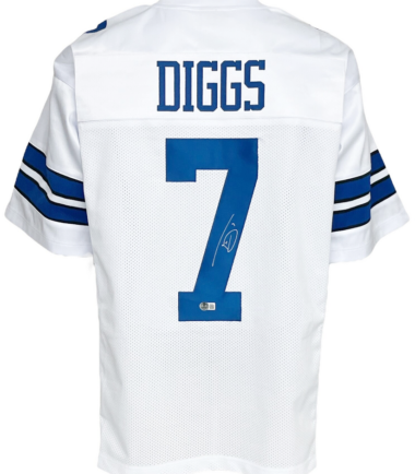 Dallas Cowboys Trevon Diggs Autographed Pro Style White Jersey BAS Authenticated