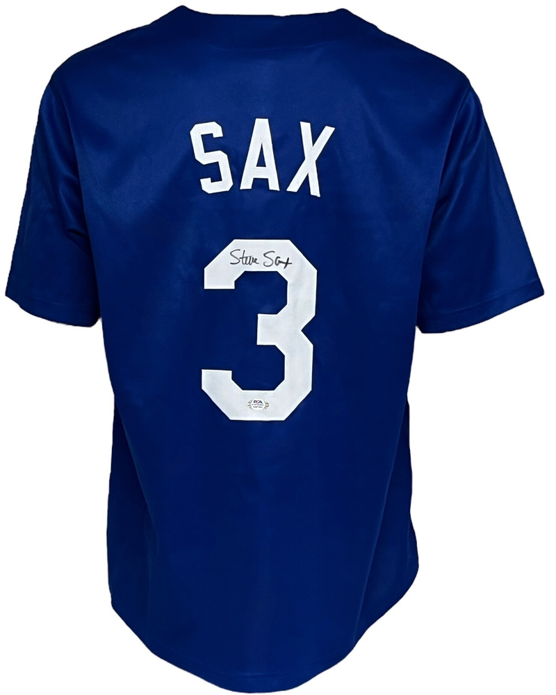 Los Angeles Dodgers Steve Sax Autographed Pro Style Blue Jersey PSA/DNA  Authenticated