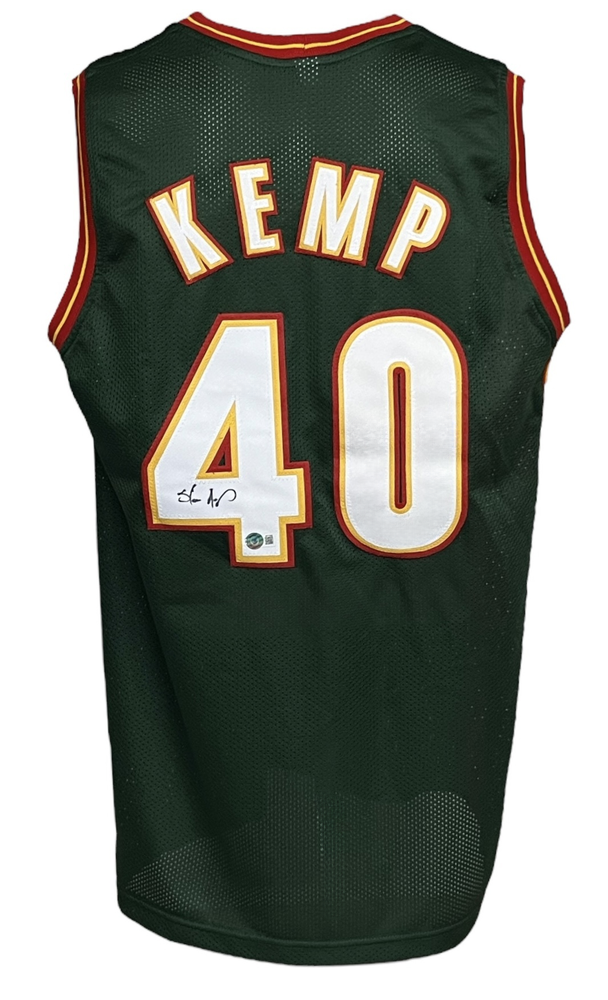 Seattle Supersonics Shawn Kemp Autographed Framed Green Jersey MCS