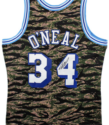 Lakers Shaquille O’Neal Camo 1996-97 M&N Signed HWC Swingman Jersey BAS Witness
