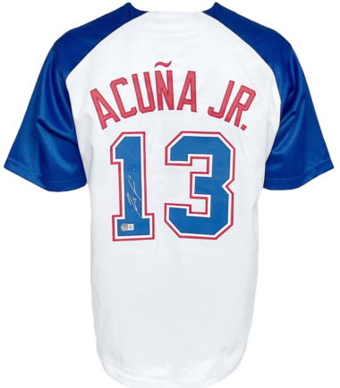 Atlanta Braves Ronald Acuna Autographed Pro Style White Jersey BAS Authenticated