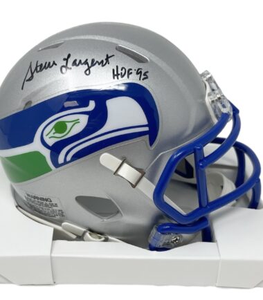 Seattle Seahawks Steve Largent Autographed Throwback Mini Speed Helmet “HOF 95” BAS Authenticated