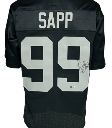 Oakland Raiders Warren Sapp Autographed Pro Style Black Jersey BECKETT Authenticated
