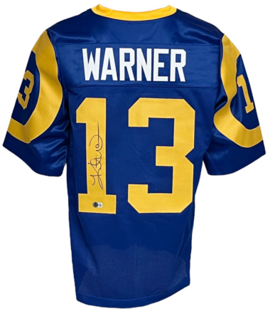 St. Louis Rams Kurt Warner Autographed Pro Style Throwback Jersey BAS Authenticated