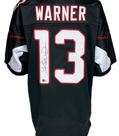 Arizona Cardinals Kurt Warner Autographed Pro Style Black Jersey BAS Authenticated