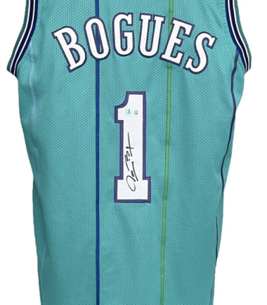 Charlotte Hornets Muggsy Bogues Autographed Pro Style Teal Jersey BAS Authenticated