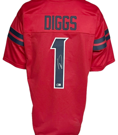 Houston Texans Stefon Diggs Autographed Pro Style Red Jersey BAS Authenticated