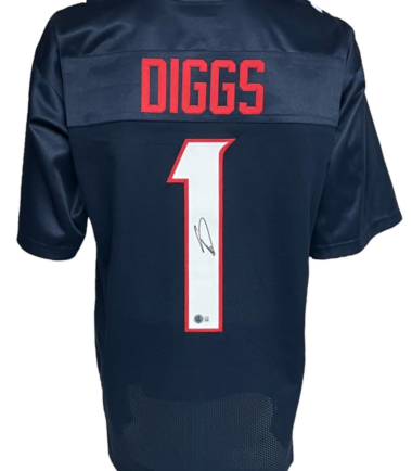 Houston Texans Stefon Diggs Autographed Pro Style Blue Jersey BAS Authenticated