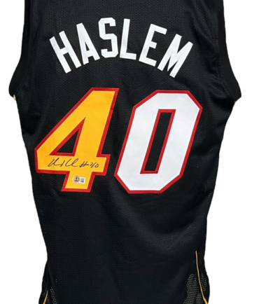 Miami Heat Udonis Haslem Autographed Pro Style Black Jersey BAS Authenticated