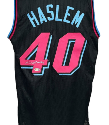 Miami Heat Udonis Haslem Autographed Pro Style Black Miami Vice Jersey BAS Authenticated