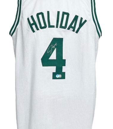 Boston Celtics Jrue Holiday Autographed Pro Style White Jersey BAS Authenticated