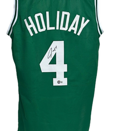 Boston Celtics Jrue Holiday Autographed Pro Style Green Jersey BAS Authenticated