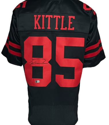 San Francisco 49ers George Kittle Autographed Pro Style Black Jersey BAS Authenticated