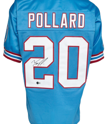 Tennessee Titans Tony Pollard Autographed Pro Style Blue Throwback Jersey BAS Authenticated