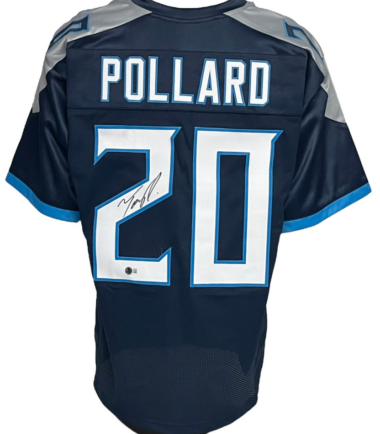 Tennessee Titans Tony Pollard Autographed Pro Style Navy Blue Jersey BAS Authenticated
