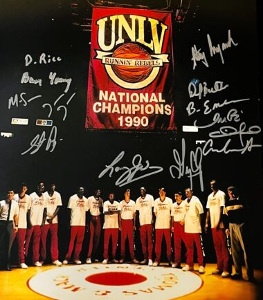 1989-1990 UNLV Runnin’ Rebels Championship Team Signed 16×20 Photo BAS Authenticated